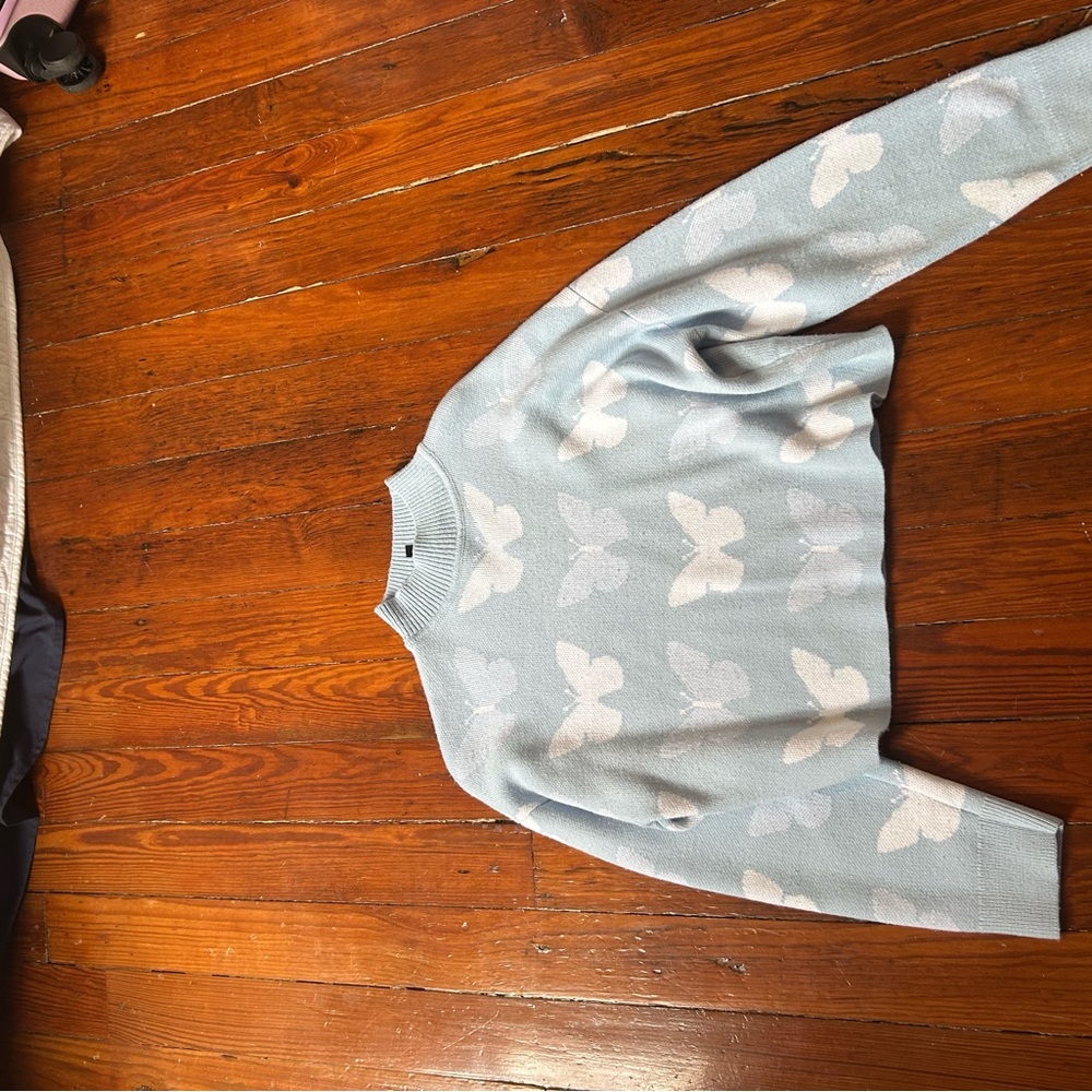 Blue and White Women's Sweater